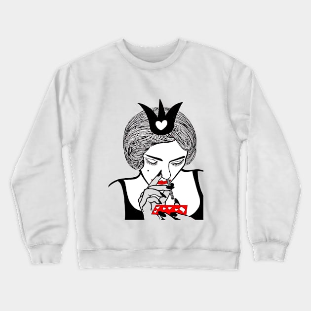 Queen Of Hearts Crewneck Sweatshirt by FUN ART